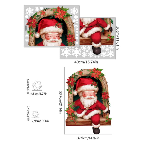 ##/30*40cm*2st Santa Claus Snöflinga Fönster Väggdekal,##/