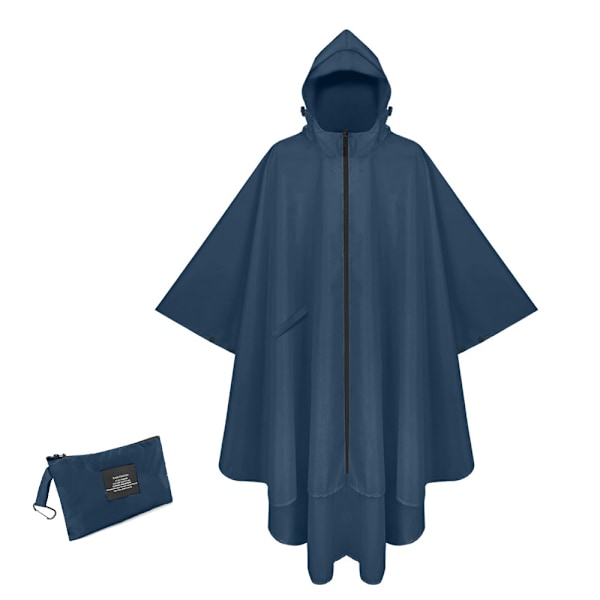 ##/Lett Mackintosh Poncho - Marineblå, Vanntett Poncho, Pustende##/