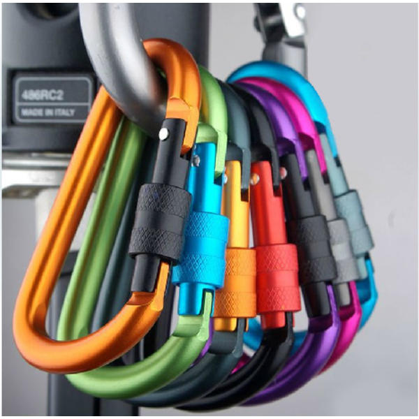Låsbar Karabiner, Premium Aluminium Legering D-Ring Karabiner Nøgle