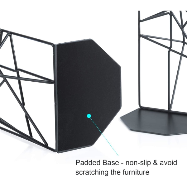 Metal Bogstøtte Bogstopper Sæt af 2 Sort Bogpresse 13,2x12x18cm