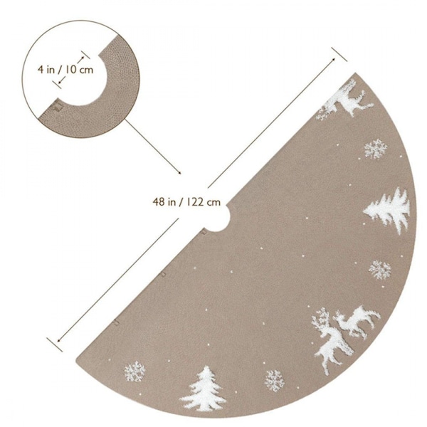 Beige, 122 cm, julgransmatta, granmatta, älg-juldekoration