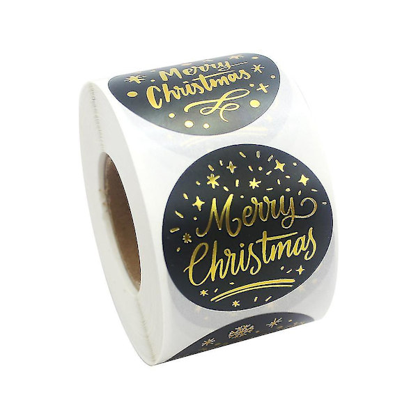 Juleklistremerker 500 stk/rull Svart Bronse God Jul Dekaler Selvklebende For Julegavepose