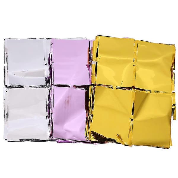 2 stk. firkantede folie-frynsebaggrundsgardiner glimmergardinbaggrund silver