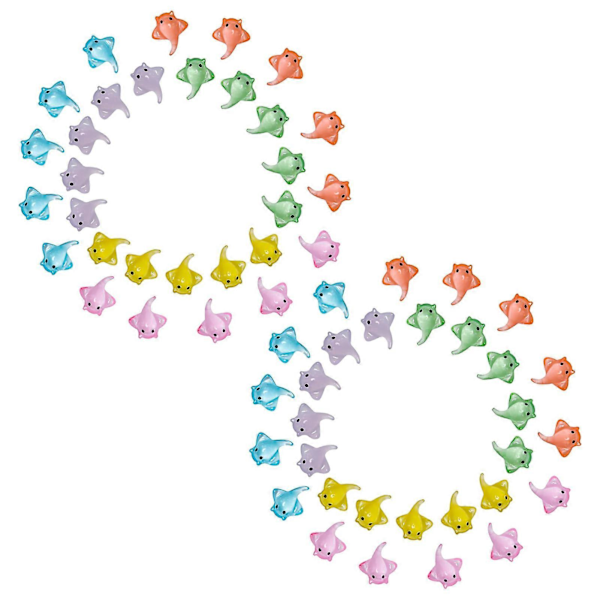 30/60 st Mini Manta Ray Figurin Färgrik Harts Havsfisk Ornament Liten Havsdjur Leksak Miniatyr Staty Skrivbord Akvarium Mikrolandskapsdekoration 60pcs