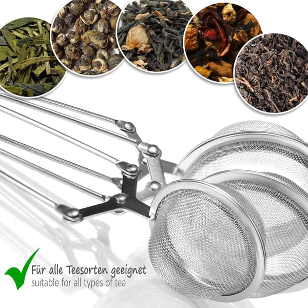 2 Teetænger - kugleformet rustfrit stål te-infuser - te-stra
