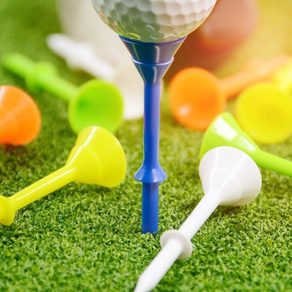 Plastgolfteeer i blandet farge, 3 1/4 tommer, 83 mm lang, ubruddbar