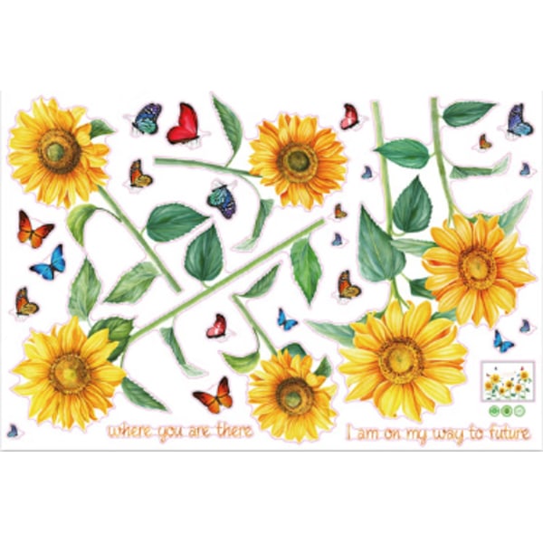 Solsikke Vægstickers Sommerfugl Vægsticker Haveblomst