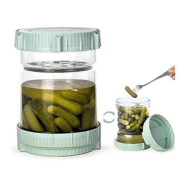 Picklesburk med sil, 1,4 liter picklesbehållare med sil, timglasburk för pickles och oliver