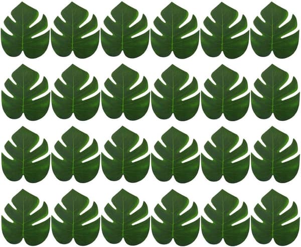 24 Pak Kunstige Tropiske Blade til Hawaiiansk Fest (Luau) 8 Tommer