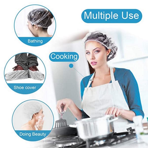 ##/100 STK Charlotte Duschmössor Engångs Stora Plast Duschmössa för Hemmet Hotell Spa i Frisörsalonger##/