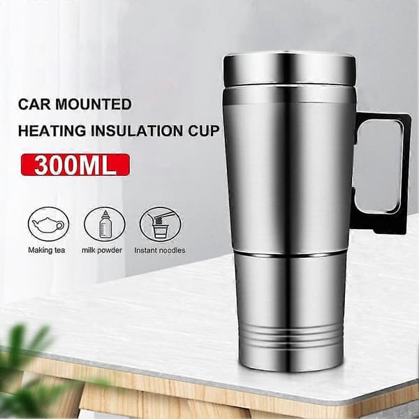 12V 24V 300ML Bil Varme Kop Rustfrit Stål Elkedel Vand Kaffe Mælk Termokrus til Bil