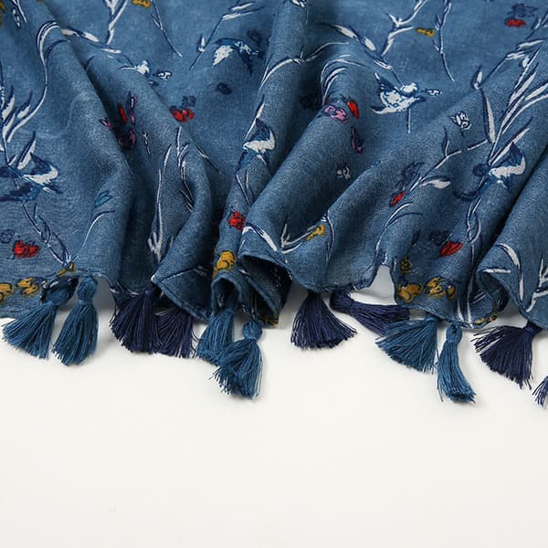 Blå blommig scarf, 180-88cm