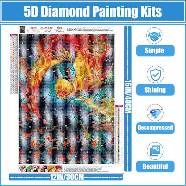 ##/Diamantmaleri Sæt til Voksne - 5D Diamant Kunst Sæt - Farverig Påfugl##/