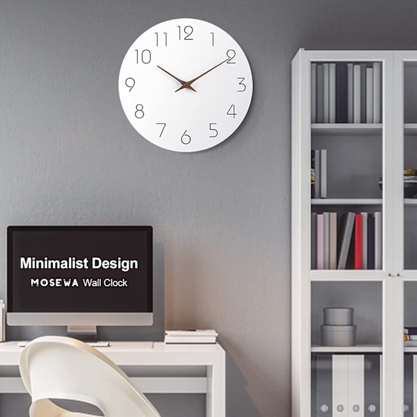 ##/30cm Kvartsväggklocka - Vit Tyst Stor Storlek Modern Väggklocka##/