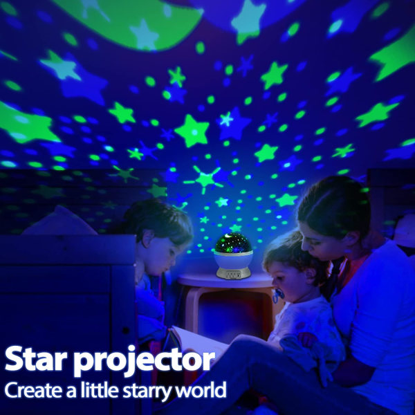 Sininen - Lasten yövalo, romanttinen 360° pyörivä projektio