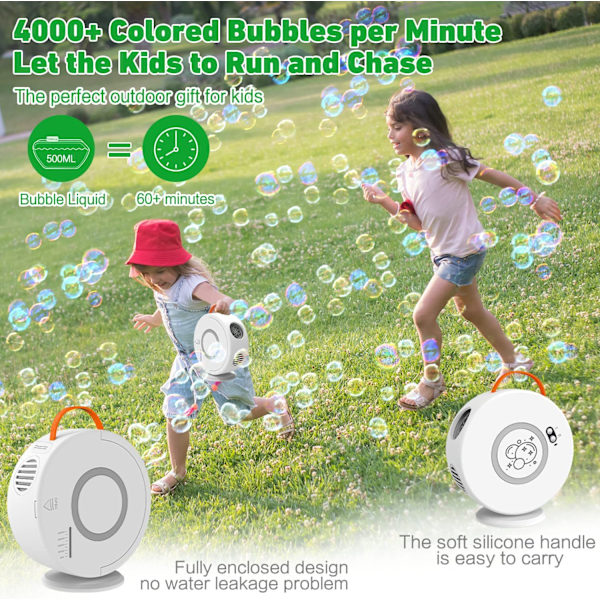 Vit bubbelmaskin med 1 stycke, automatisk laddningsbar bubbelleksak