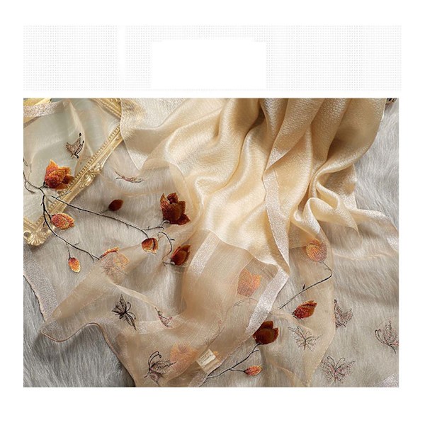 ##/Silkesk tørklæde Silkesk tørklæde Trykt Elegant Lyse Farver Solbeskyttelse##/