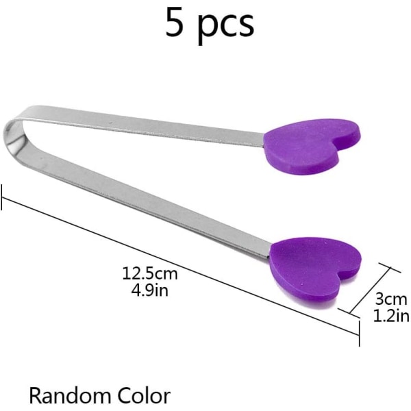 Sett med 5 mini rustfrie ståltanger med sklisikker silikon