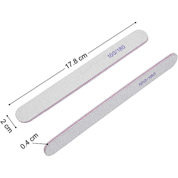 15 stk Profesjonelle Neglefiler, Dobbeltsidig Neglefil, 100/180 G