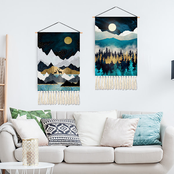 ##/2-pack Nightscape väggbonader - 35×50cm Japansk väggdekoration##/