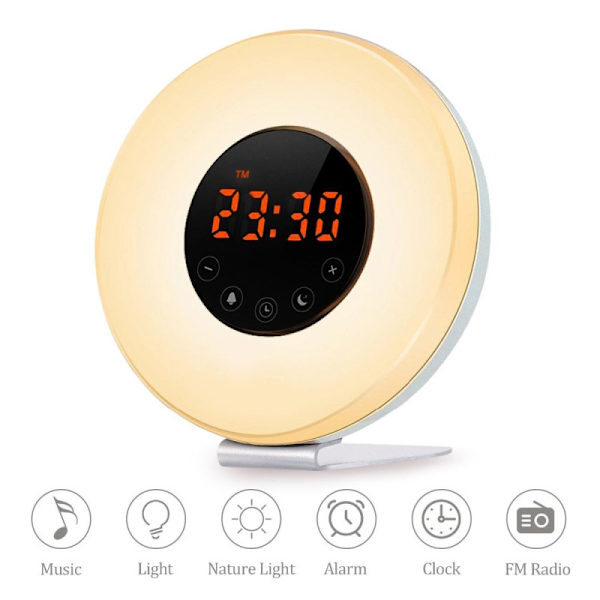 Solnedgång Soluppgångs Väckarklocka LED Bordlampa Flerfärgad Atmosfär
