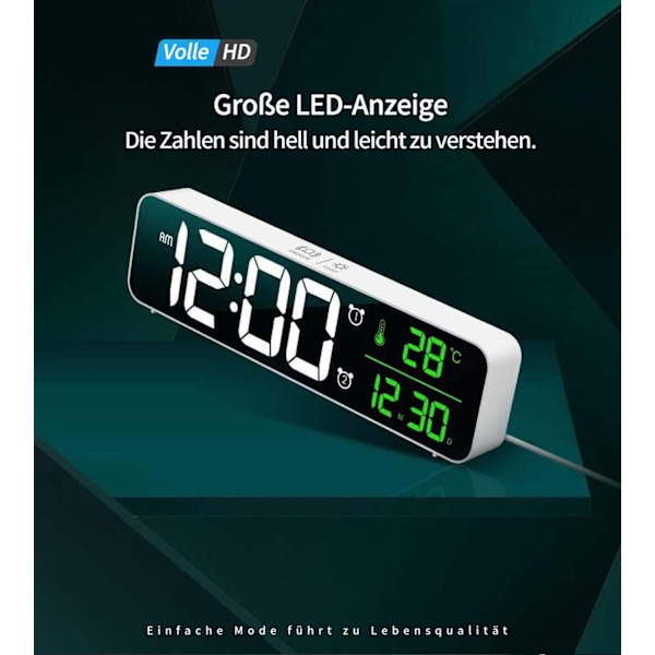 Digital & väckarklocka sängklocka LED-skärm datum temperaturvisning