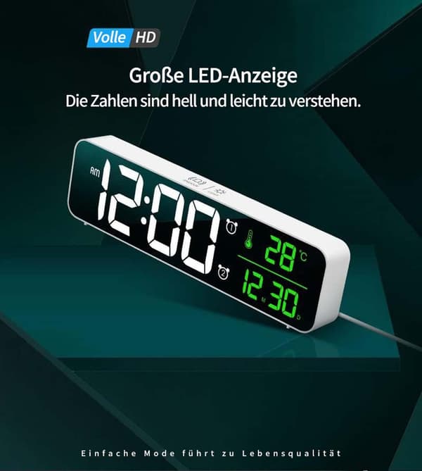 Digitalt & alarm ur sengeur LED skærm dato temperaturvisning