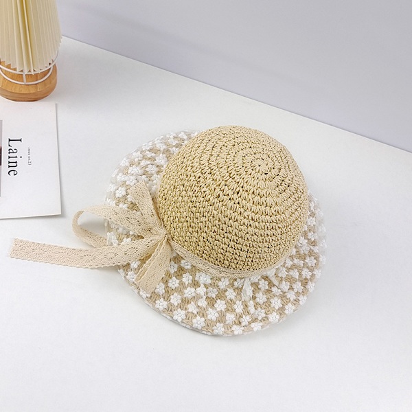 Damhatt i Halm, Vikbar, UV-skydd (Beige), Panamahatt med Bred Brätte