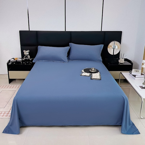 ##/Enkel dobbelt sengetøj i ensfarvet, børstet stof, 230x250cm##/