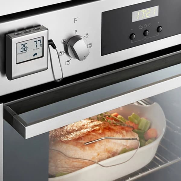1 st Digital Kökstermometer med Sond Stor LCD-skärm Timer och Förinställda Temperaturtermometrar för Bakning Grillning och Kött