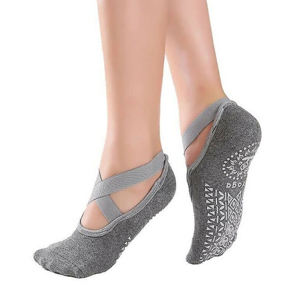 3-pack Dam Pilates-strumpor med halkfritt grepp för Barre, Balett, Dans, Yoga, Sport