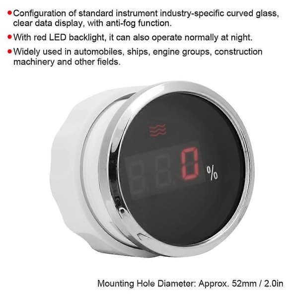 Bil Intelligent Digital Display Vandtæt Vandstandsmåler Målere Bilmåler 52mm