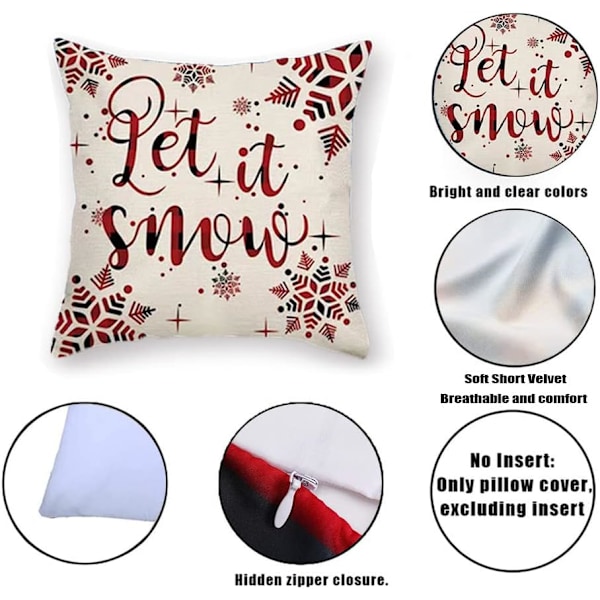 ##/4 stk Juletema Putetrekk - 45*45cm, Snøfnugg Putetrekk##/