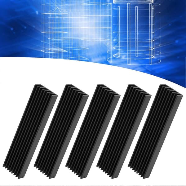 5 st Kylfläns Svart Aluminium Radiatorer för CPU Förstärkare Moduler Kretskort Q25 x 10 x 100