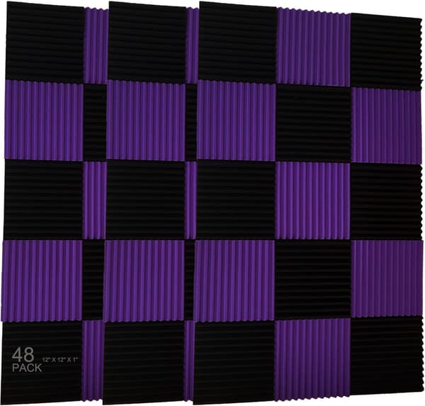 2-pakks lilla SVART 1\" x 12\" x 12\" akustisk kile studio skum So
