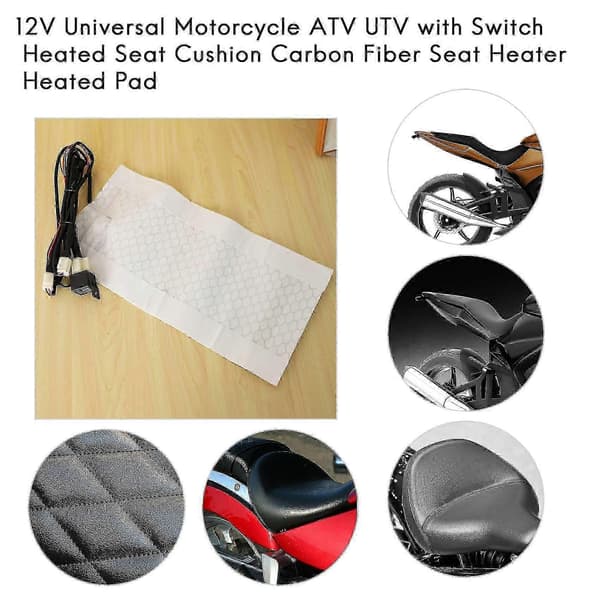 12v Universal Motorsykkel Atv Utv Med Bryter Oppvarmet Setepute Karbonfiber Setevarmer Oppvarmet