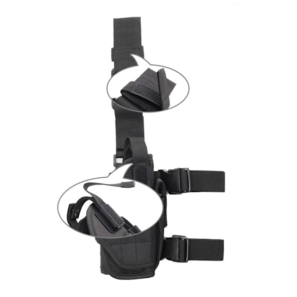 ##/Svart 1 Taktisk Mjuk Ben Lår Pistol Holster Holster i 1000D Nylon Airsoft Armé med Magasinficka för Glock##/