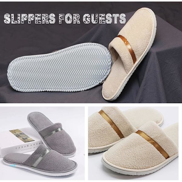 6 Par Tvättbara Återanvändbara Spa-tofflor Shoeless Hem Bulk Hotell