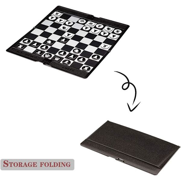 Schackplånboksset (20cm) - Mini Brädspel, Vikbart Magnetiskt Reseschackbräde