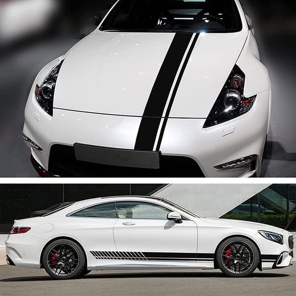 Bilstickers Vinyl Karosseri Panser Dekal Racing Stripe Dekaler for Bil Biler Vinyl Bumper Sticker (Rød)