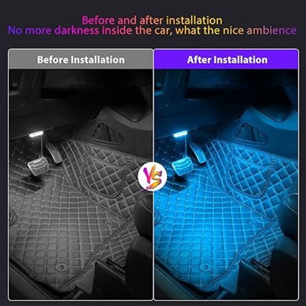 2 st RGB-bilar inre belysning, beröringsbrytare bil inre lampa, LED