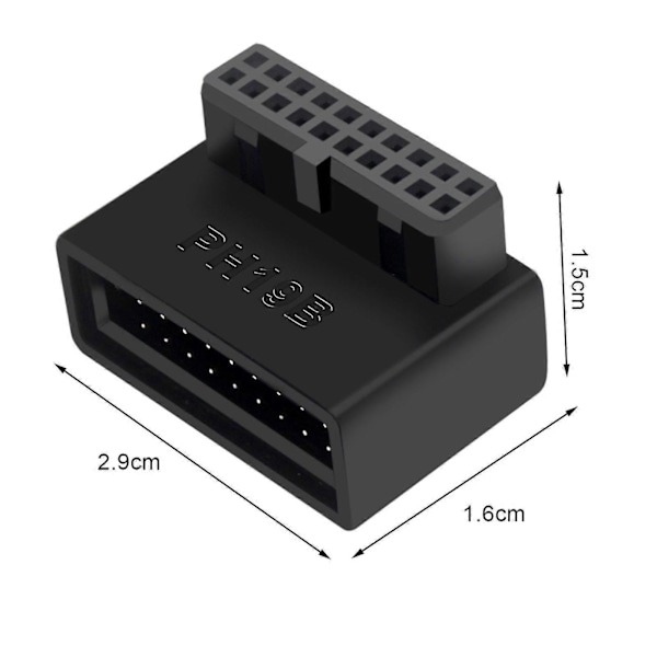 USB 3.0 20/19 Pin Hane till Hona Inåtgående till Utåtgående 90-Graders Vinkel Expansionskonverter Adapter för Moderkort Dator Huvudkort Adapter för PC Com A