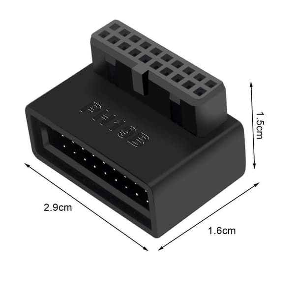 USB 3.0 20/19 Pin Hann til Hunn Innover til Utover 90-Graders Vinkel Ekspansjonskonverter Adapter for Hovedkort Datamaskin Hovedkort Adapter for PC Com B