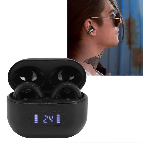 Øreclips Bluetooth Hovedtelefoner Åbne Øre Lav Latency Støjreduktion Clip On Trådløse Øretelefoner med LED Strømdisplay