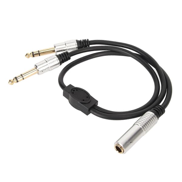 6,35 mm Splitter Y-kabel Mono Hun til Dobbelt Han 1/4 Tommer Splitterledning til Forstærker Mikrofon Højttaler 0,5 m
