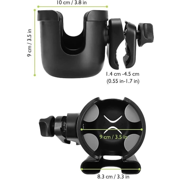 Barnevognskopholder og mobiltelefonholder, 2-i-1 Universal Barnevognsholder B