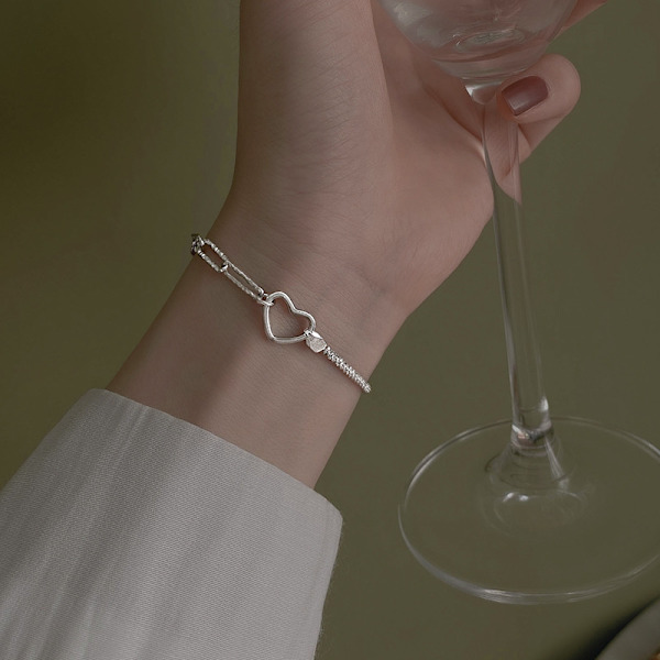 1 stk Hvitgullbelagt Uendelig Hjerte Armbånd Med Zirkonia