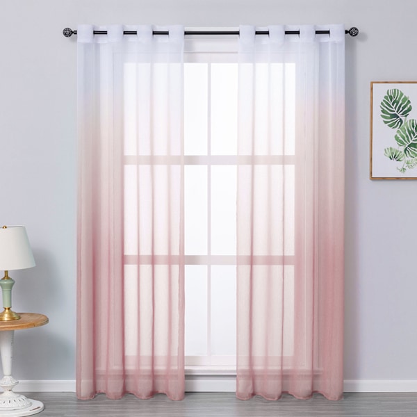 ##/Gardins med øjer (2 stk.) transparent gradient lodret gardin voile##/