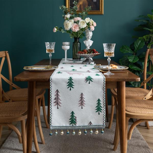 ##/Julebordløber dekoration, dug 33*180cm frynser##/