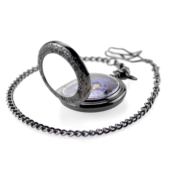 ##/Vattentät Förstoringsglas Skelettkedja Silver Luminous Självspännande Automatisk Mekanisk Fickur##/